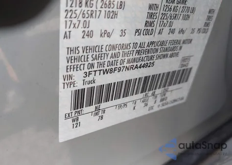 2022 Ford Maverick Xlt из США, поврежденный, VIN 3FTTW8F97NRA44925